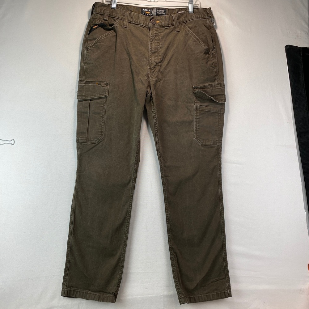 Ariat Rebar M4 Relaxed Straight Mens 36 Brown Canvas Cargo Utility Work Pants